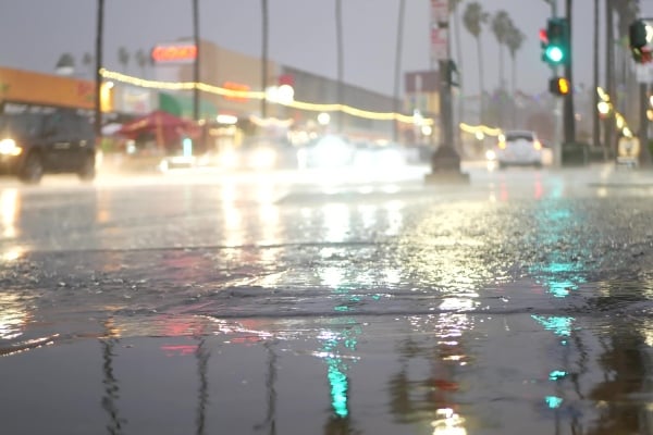 Road flooded from extreme weather