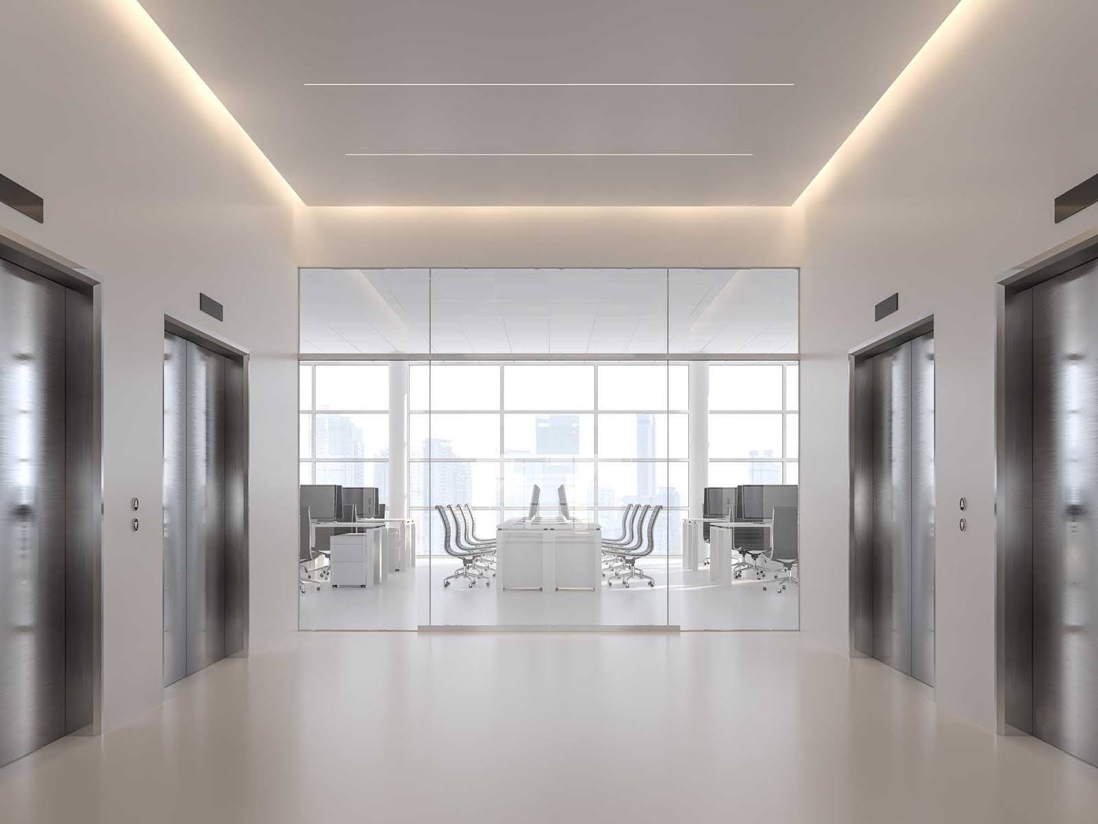 Elevator area in an office building