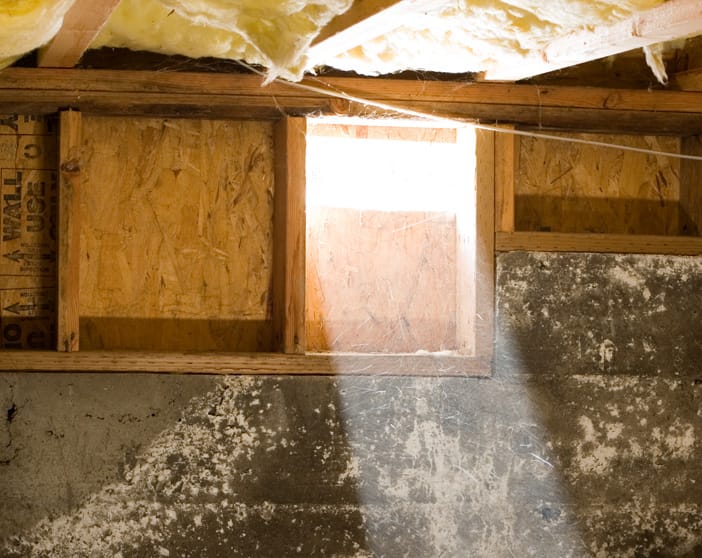 crawl space window with light